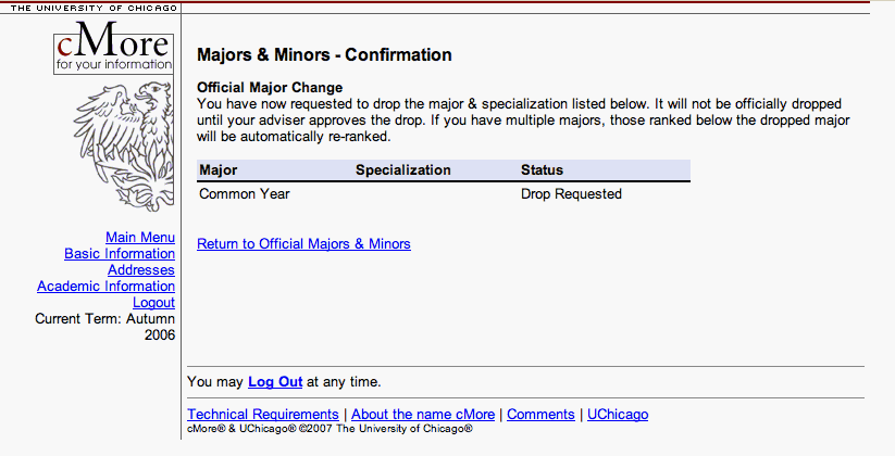 Official Majors & Minors - Major Drop Confirmation